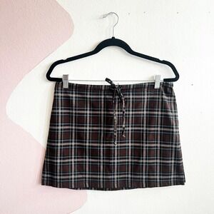 Vintage Y2K Plaid Mini Skirt 2000s Retro Schoolgirl Grunge Indie Sleaze‎ Sz 9